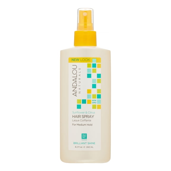 Andalou Naturals Sunflower & Citrus Hair Spray, Brilliant Shine, 8.2 Oz