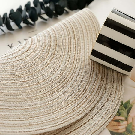 Placemat Pads - Fancyleo Home Round plastic Woven Placemat Insulation Pad Table Mats 3 Pcs/Set