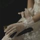 thumbnail image 1 of Guantes de novia de satén elástico negro con etiqueta de temperamento simple y encaje floral para vestido de boda, accesorios de boda, 1 of 6
