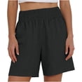 thumbnail image 2 of ClodeEU Women's Linen High Waist Elastic Waist Shorts, Casual Summer Short with Pockets for Vacation Dark Gray,Women's Plus S, 2 of 6