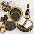 thumbnail image 4 of Juego de vajilla NOCCUR negro/dorado, 210 piezas con platos, tazas y servilletas, 4 of 5