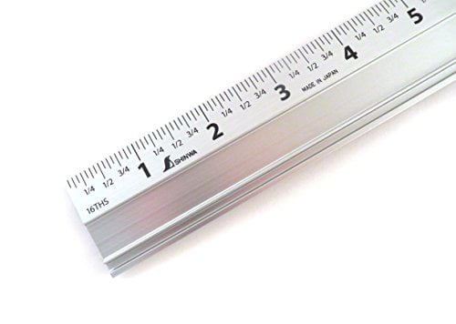 Shinwa 24 Extruded Aluminum Cutting Rule Ruler Gauge with Non slip rubber Backing 33295 Shinwa Measuring Instruments