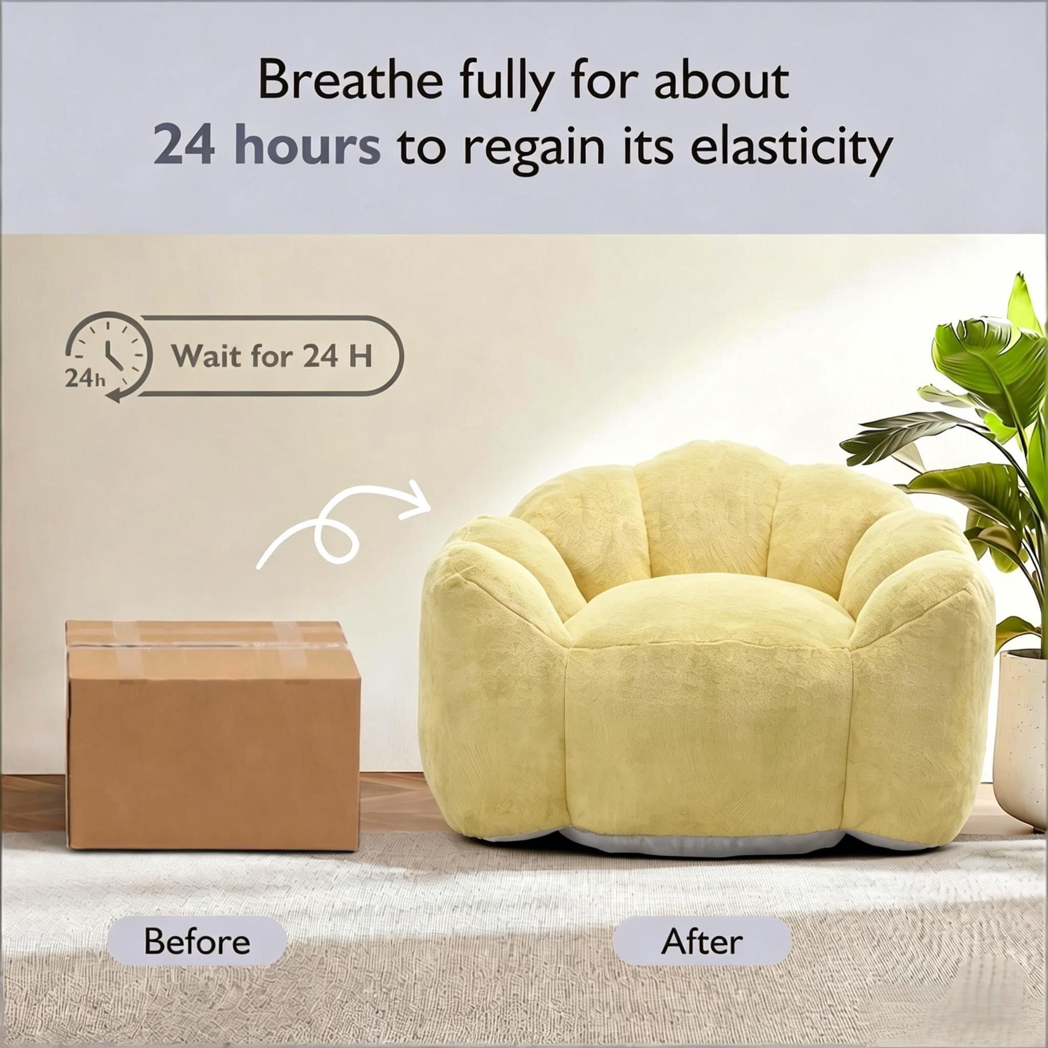 Howcool Adult Lotus Compression Bean Bag Sofa, No Assembly Easy to Move with Pull Ring for Living Room Bedroom