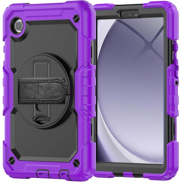 Funda para Samsung Galaxy Tab A9 8.7'' 2023 (SM-X110/X115/X117), Funda Protectora Resistente a Golpes con Protector de Pantalla, Soporte Giratorio de 360°, Correa para Mano/Hombro y Soporte para