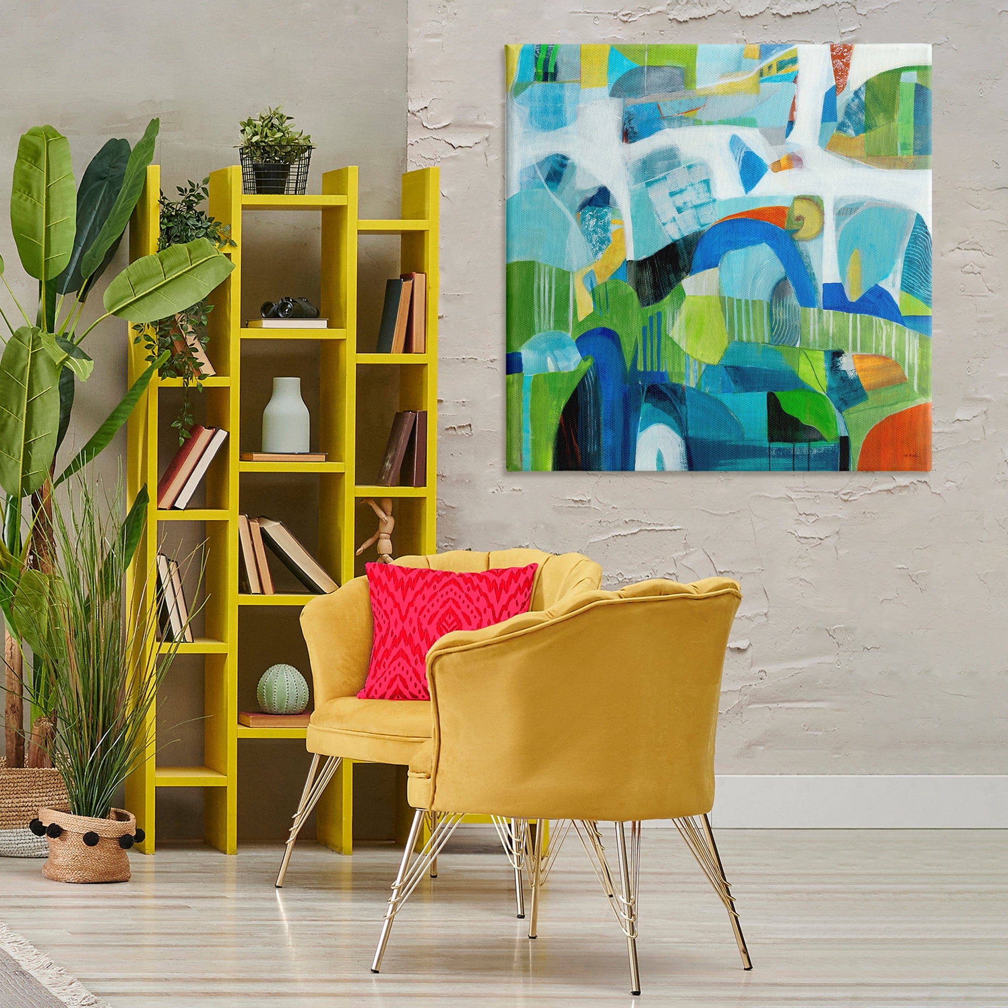 Stupell Industries Restless Bright Shapes Abstract Painting Wrapped Canvas Art Print Wall Art, 36 x 36