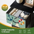 thumbnail image 5 of 4 Drawer Vertical Storage Dresser Seashore Retro Cartoon Sailing Ship Anchor Lighthouse with Wood Top Fabric Pull Drawers, 5 of 8