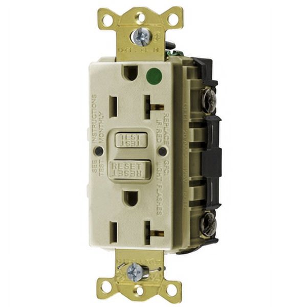 Hubbell Autoguard Hospital Grade Standard Gfci Receptacle, Ivory, Nema 5-20R, 125 Volts, 20 Amps