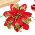 thumbnail image 1 of Cabeza de flor de Navidad con polvo de oro de simulación, flor falsa, corona de Navidad con polvo de oro de múltiples capas, decoración para árbol de Navidad, 1 of 6
