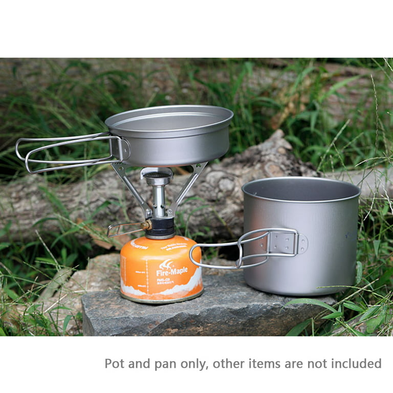 Titanium Camping Frying Pan Pot Cookware Open Fire Cookware with Folding  Handle 