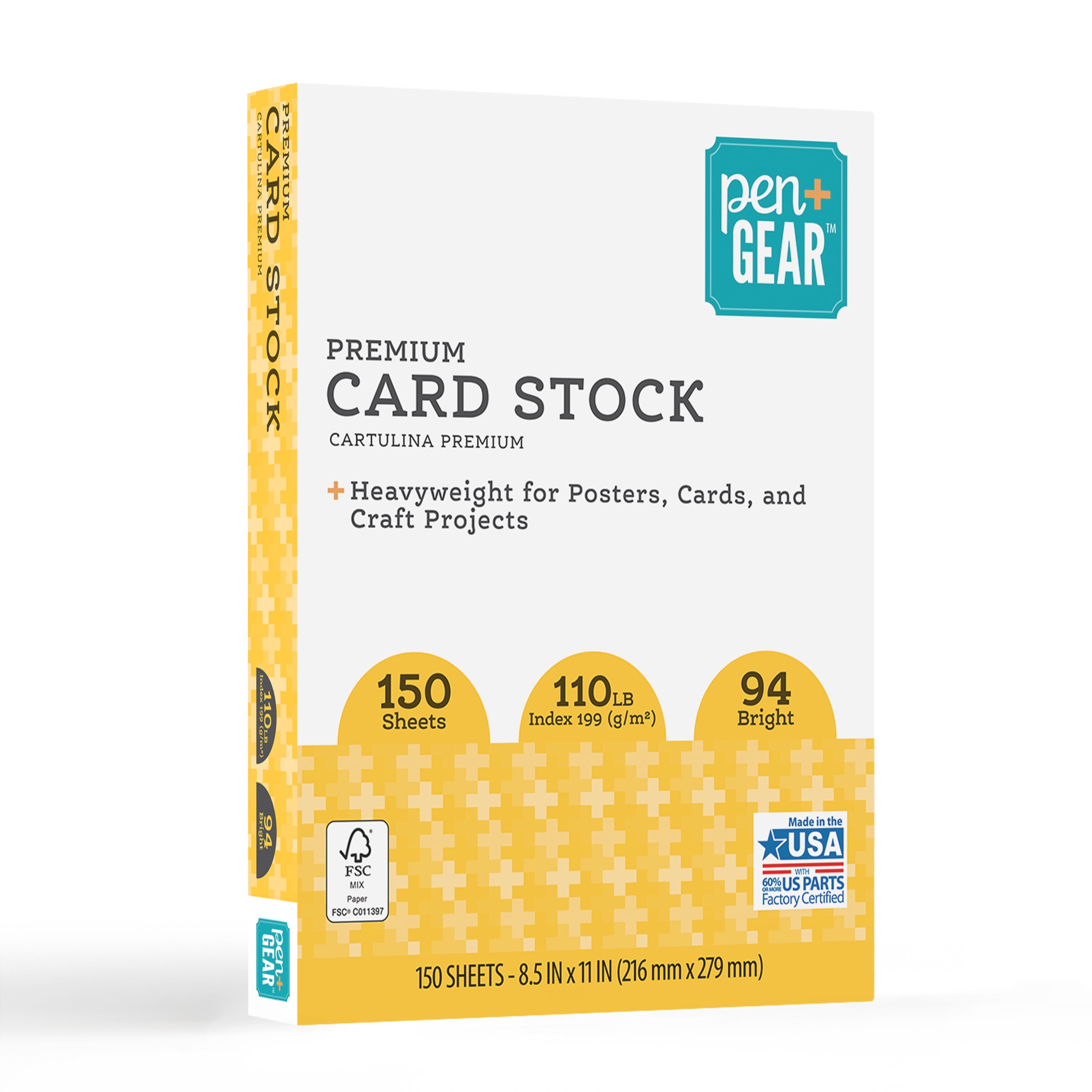 Pen+Gear Premium White Index Card Stock, 8.5" x 11", 199 GSM, 150 Sheets