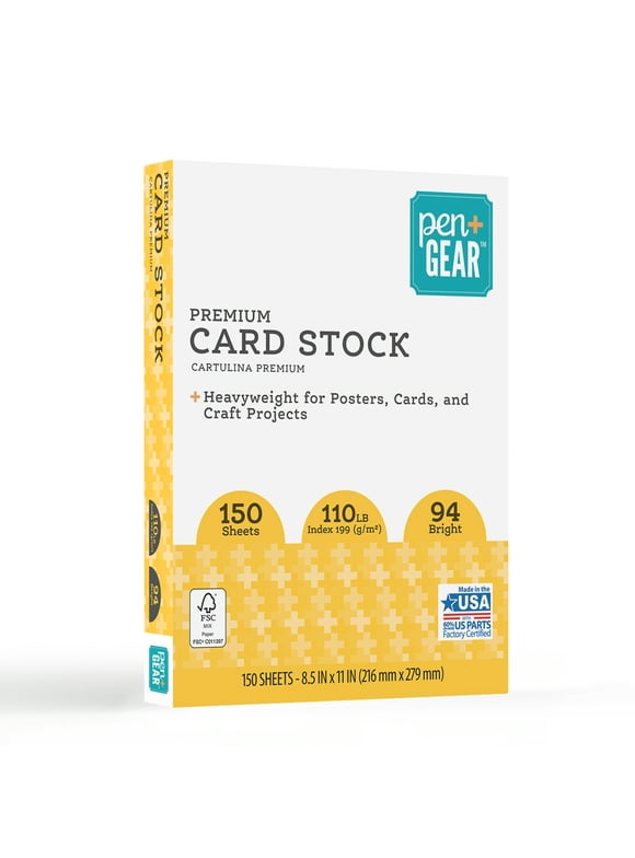 Pen+Gear Premium White Index Card Stock, 8.5" x 11", 199 GSM, 150 Sheets