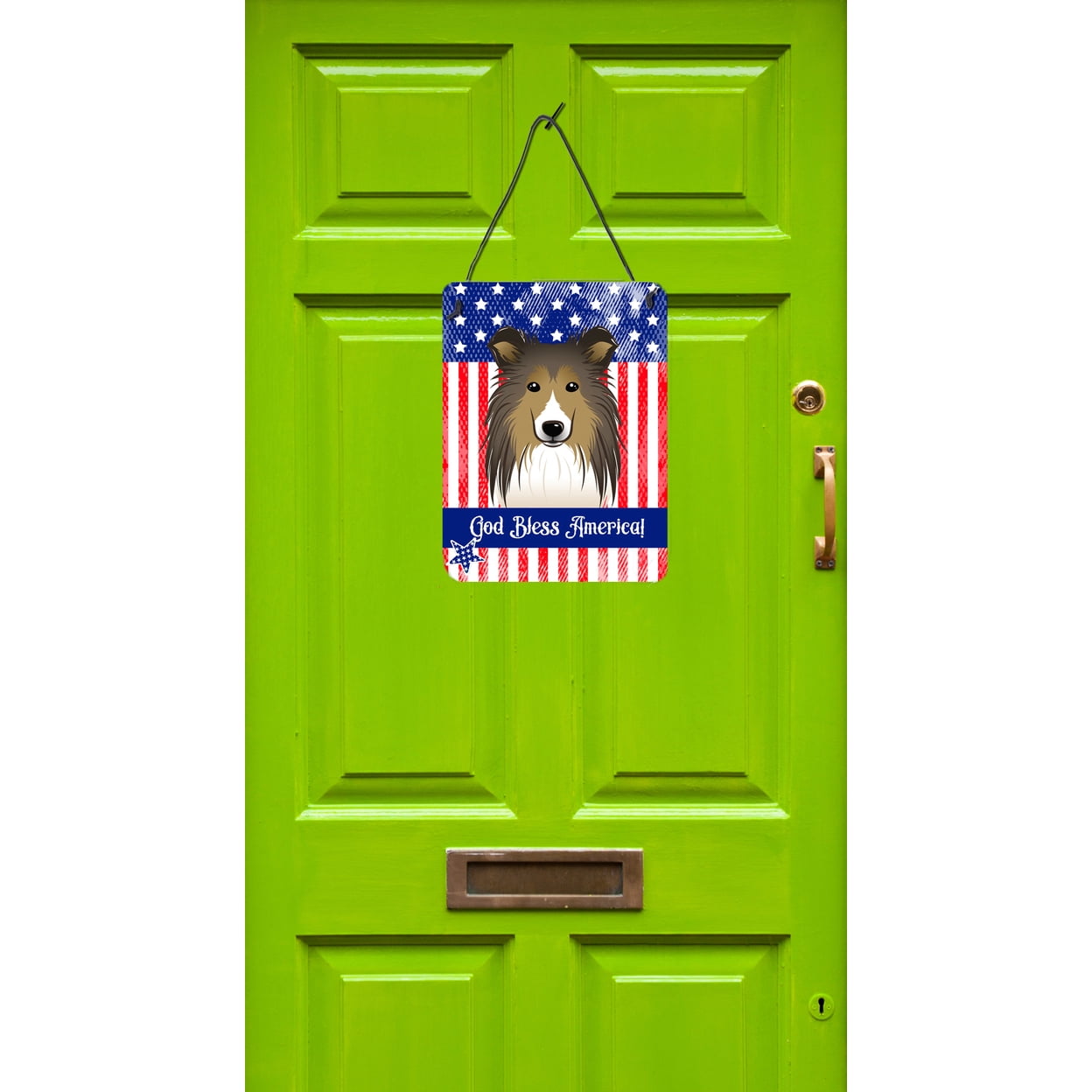 Caroline's Treasures BB2172DS1216 American Flag and Sheltie Wall or Door Hanging Prints, 12x16, multicolor