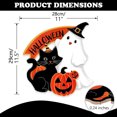 thumbnail image 3 of Decoración colgante de Halloween | Diseño de Gato Negro Calabaza Fantasma | Adorno festivo naranja y negro | Lindo sombrero de bruja con caras sonrientes | Mediano 29cm x 28cm | Decoración de Pared, 3 of 5