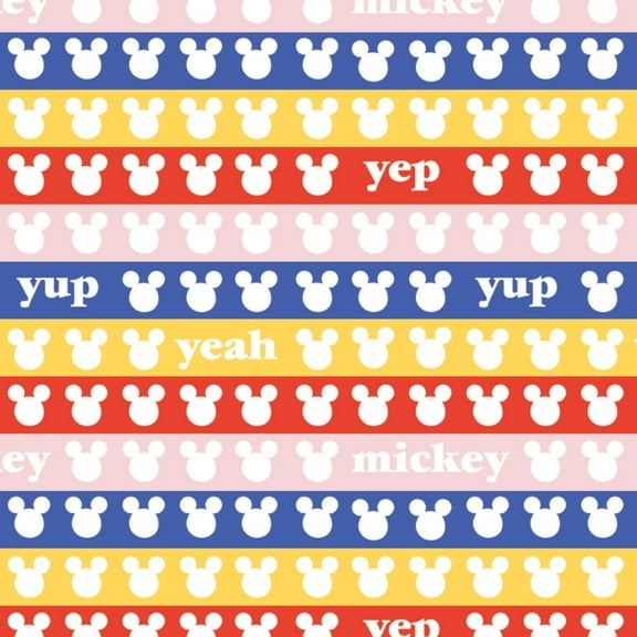 Disney Mickey Mouse Yep Yup Yeah 100% Cotton Fabric Sold by The Yard