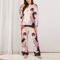 thumbnail image 2 of Yiaed Cute Axolotl Sakura Blossoms Print Pajamas Women's Long Sleeve Sleepwear Soft Button Down Loungewear Pjs Lounge Set Nightwear Womens Pajama Pants-Small, 2 of 7