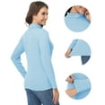 thumbnail image 3 of Tyhengta Women's Turtleneck Sweaters Long Sleeve Pullover Sweaters Mock Neck Knitted T-Shirt Basic Slim Fit Tee Tops Light blue M, 3 of 7