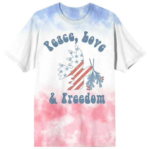 Peace Love & Freedom Eagle Adult Americana Wash Crew Neck Short Sleeve T-shirt-Medium