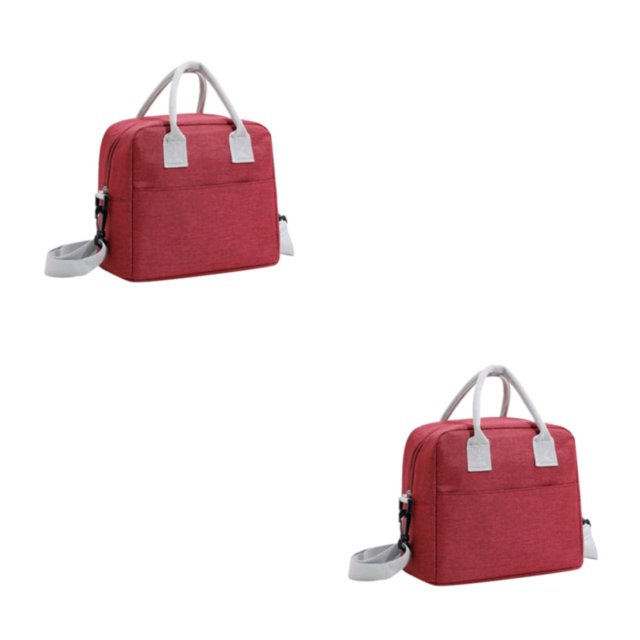 Transemion Fashionable Cooler Bags Stay Trendy While Keeping Food Cool And Fresh Polyester Portable With Should Strap wine red 2Set