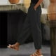 thumbnail image 1 of Karight Cotton Linen Pants for Women Summer Gauze Drawstring High Waisted Lounge Trouser Casual Beach Vacation Clothes, 1 of 5