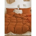 thumbnail image 5 of Burnt Orange Bedding Sets King Rust Duvet Cover Set Solid Pattern Washed Microfiber, No Filling, 5 of 9