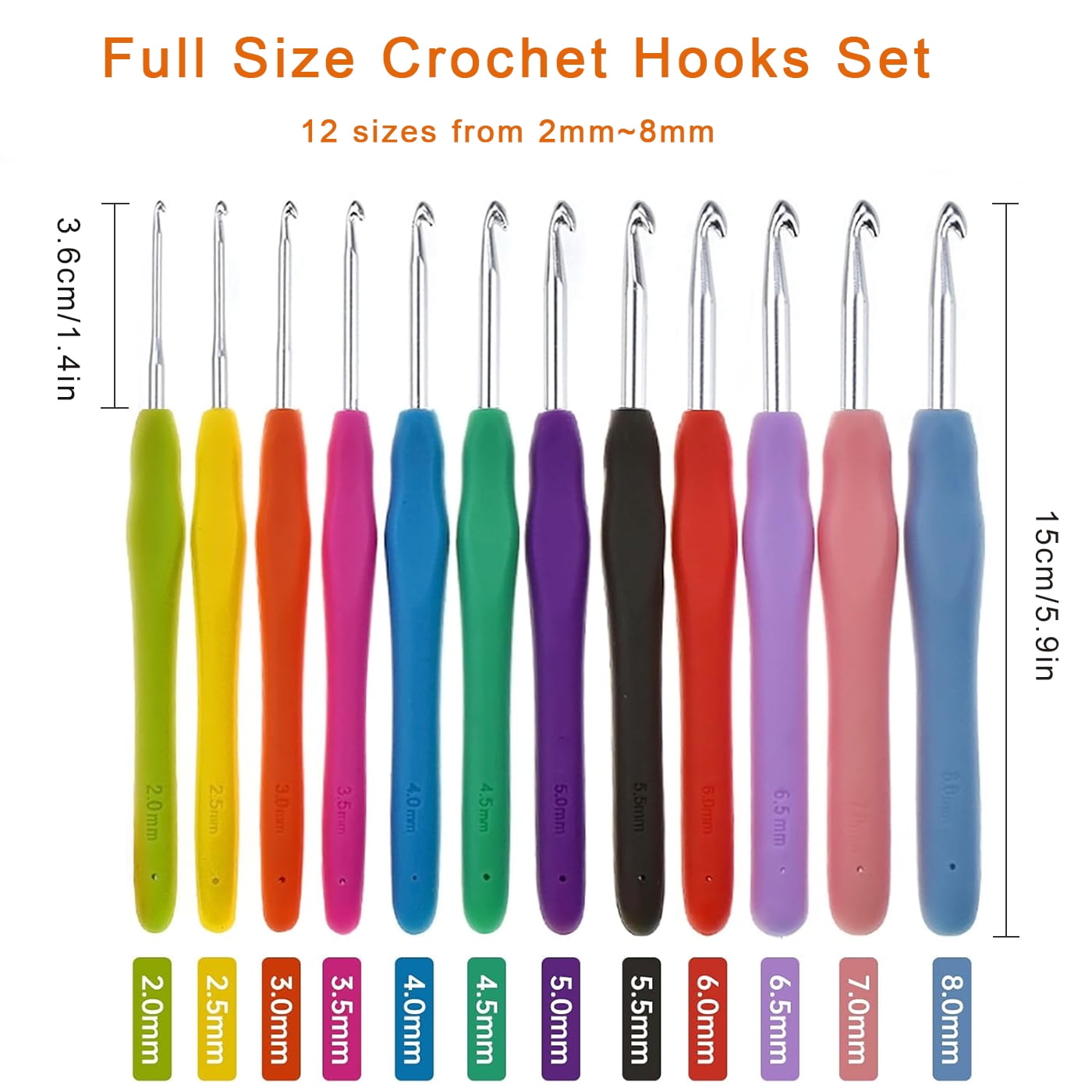 37 Pack Crochet Hooks Set, Crochet Kit for Beginners with Stitch Markers 2mm(B)-8mm(N) Ergonomic Soft Grip Handle Crochet Hook Set for Arthritic Hands Large Crochet Needle