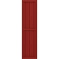 thumbnail image 4 of Ekena Millwork 14"W x 82"H Americraft Four Board Exterior Real Wood Two Equal Panel Framed Board-n-Batten Shutters (Per Pair), Fire Red, 4 of 9