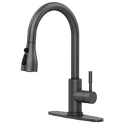Gymchoice Single Handle High Arc Brushed Nickel Pull Out Kitchen Faucet,Single Level Stainless Steel Kitchen Sink Faucets with Pull Down Sprayer