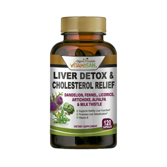 Liver Support Supplement with Milk Thistle 120 capsules , Dandelion, Fennel, Artichoke,Vitamin B complex, Licorice, Support Liver Health Dietary Supplements