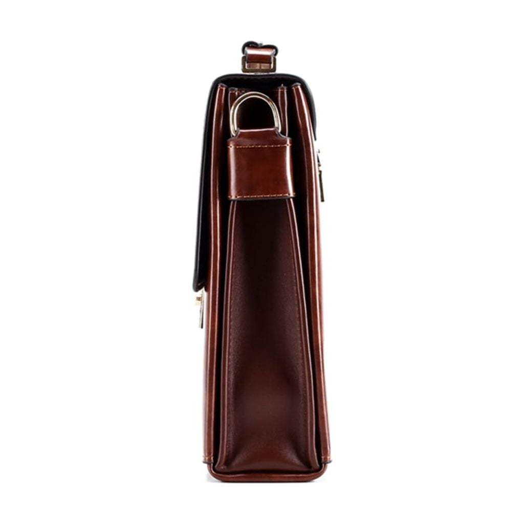 Quarryus Business Password Lock Briefcase for Men Leather Portfolio Large Capacity Office Computer Bag