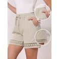 thumbnail image 2 of DARING DIVA Women's Beach Drawstring High Waisted Shorts with Pockets X-Small Beige, 2 of 6