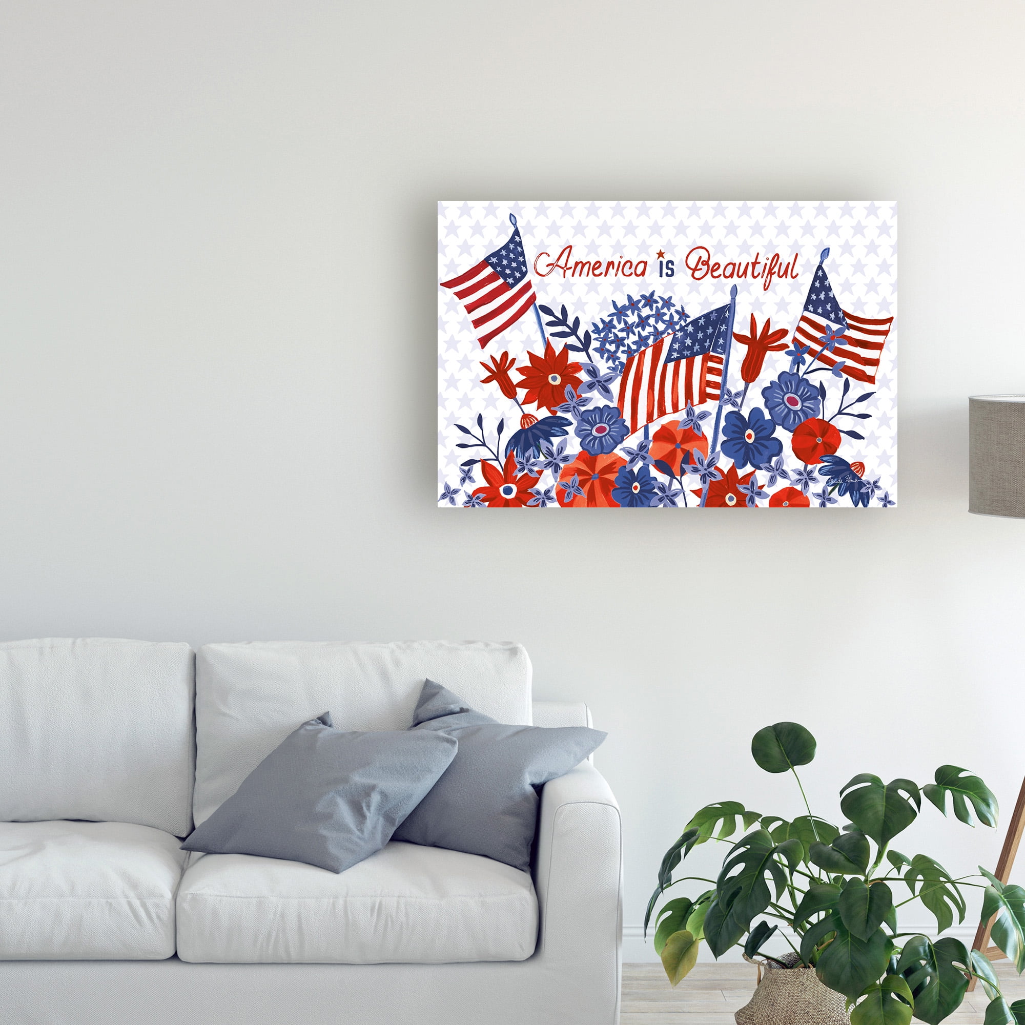 Trademark Fine Art 'America the Beautiful I Flag' Canvas Art by Farida Zaman
