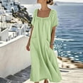 thumbnail image 4 of Bosfbaoi Dresses for Women Casual Flowy A-Line Dress Square Neck Short Sleeve Maxi Womens Dresses with Pockets Summer Dresses for Women 2026, 4 of 8