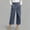 Navy, variant on Women's High Waist Wrap Front Capri Pants Cross Over Design with Decorative Buttons Casual Wide Leg Trousers with Pockets Pink XL(XL)
