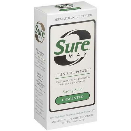 Sure Max Clinical Power 2 Oz. Strong Solid Unscented Antiperspirant and Deodorant