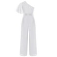 thumbnail image 4 of Raenseen Girls One Shoulder Ruffled Jumpsuits Dressy Wide Leg Pants Rompers Formal One Piece Outfits White 10, 4 of 6