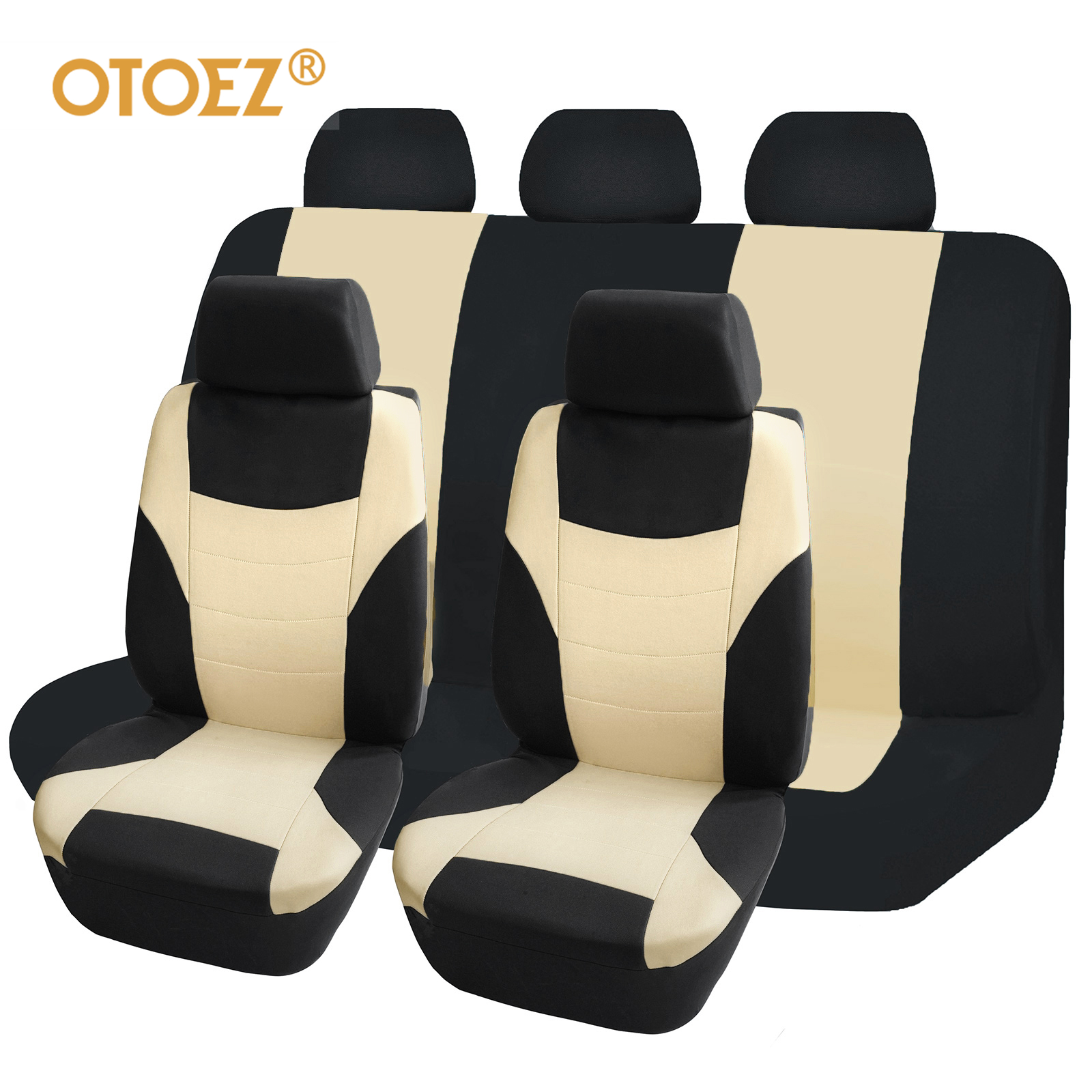 5Seat Auto Car Seat Covers Front Rear Head Rest Cover Protector