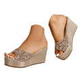 thumbnail image 3 of DAFEI Women's Summer Sparkling Rhinestone Wedge Platform Sandals Stylish and Versatile Open Toe Shoes, 3 of 8