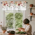 thumbnail image 5 of Red Pink Flowers Window Valance Curtain Floral Leaf Plant Rod Pocket Short Curtain for Living Room, Bedroom & Kitchen Window Decor 42x12in, 5 of 8