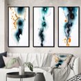 thumbnail image 1 of Designart "Heartbeat Rhapsody Turquoise and Gold Ink Cloud I" Abstract Painting Framed Wall Art Set Of 3 - Turquoise Modern Frame Gallery Wall Set For Home Decor, 1 of 6