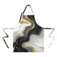 thumbnail image 2 of Black Marble Gold Wave Pattern Apron-Garden Aprons for Women with Pockets-Cotton Linen Waterproof Kitchen Cooking Gardening Aprons Adjustable for Kitchen,Cooking,BBQ and Salon 33x27 Inch, 2 of 7