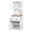 thumbnail image 4 of CQSXDA Tall Wooden Kitchen Cabinet with Top and Bottom Enclosed Cabinet Space，2 Drawers, Kitchen Pantry Storage Cabinet ，Open Space for Microwave, (White), 4 of 10