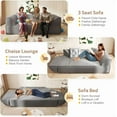 thumbnail image 3 of 79.5'' Futon Sofa Bed, Foldable Sleeper Sofa, Chenille Boneless Couch, 3-in-1 Modern Convertible Loveseat with 2 Pillows, Deep Seat, Folding Couches for Living Room, Apartment, Bedroom, Gray, 3 of 9