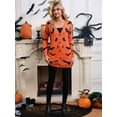 thumbnail image 5 of Women'S Button Cardigan Long Sleeve Loose Casual Knit Cardigan Halloween Bat Orange Color S, 5 of 8