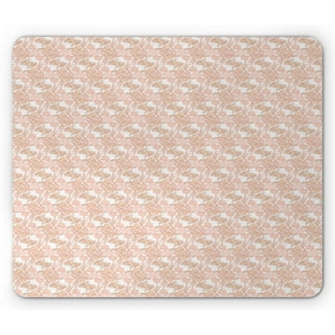 Floral Mouse Pad, Hand Drawn Rustic Botany Blossoms Romantic Print, Rectangle Non-Slip Rubber Mousepad, Pale Peach Blush, by Ambesonne