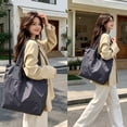 thumbnail image 4 of Foldable Nylon Shoulder Tote Bag with Zipper Closure, Large Capacity Lightweight Handbag for Travel, Work, Commute, and Daily Carry, 4 of 5