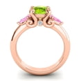 thumbnail image 4 of 2.50 Carat Round Cut Peridot & Pink Sapphire Gemstone Latest Three Stone Wedding Ring for her 18K Rose Gold Size 3 by Diamond-Capitals, 4 of 8