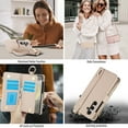 thumbnail image 6 of Crossbody Wallet Case for Samsung Galaxy A14 5G RFID Blocking Card Slots, PU Leather Wristband Strap Zipper Pocket Phone Case with Stand Secure Ring Buckle for Samsung Galaxy A14 5G, White, 6 of 7
