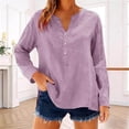 thumbnail image 2 of XIAONU Women Breathable Linen Blouse Long Sleeve Pullover Top Flowy Casual Daily Wear Shirt, 2 of 4