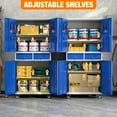 thumbnail image 3 of JAORD Metal Storage Cabinet with 2 Drawer and Pegboards,71" H Top Workbench Mobile Tool Chests Garage Cabinets with 4 Wheels,Tool Cabinets for Home,Office,Shop，Assembly Required, Blue, 3 of 7