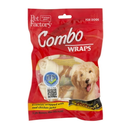 Beef Wrap - Pet Factory Combo Wraps Beef Hide Wrapped With Real Chicken Jerky - 3 PK, 3.0 PACK